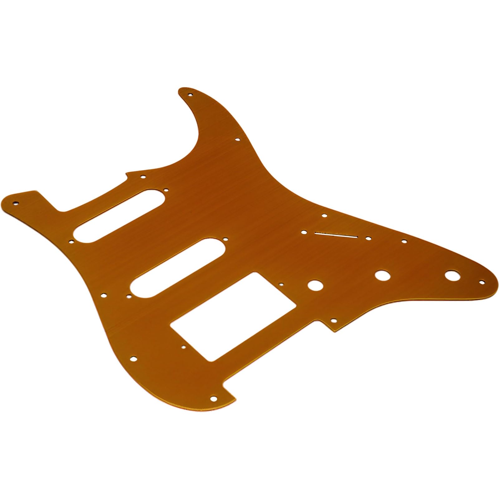 11-Hole Metal HSS Strat Pickguard For Floyd Rose Bridge Fits for American/Mexican Fender Stratocaster Guitar (Rich gold)