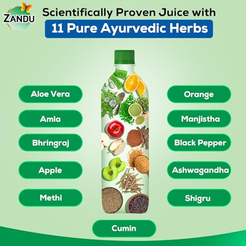 Image of Zandu Hair Vitalizer Juice | Made With 11 Ayurvedic Ingredients, 100% Natural Actives, Vegetarian | 1L