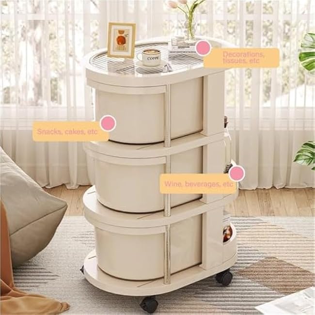 Multi-Layer Storage Cart Rolling Snack Cart Storage Rack with Wheels for Kitchen Bathroom Living Room Lightweight(3 Layer)-q0O1Xizv
