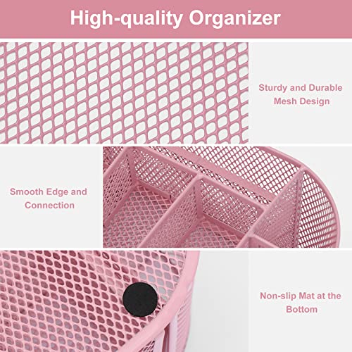 Eoout Pink Desk Accessories, Pen Holder For Desk, Mesh Desk Organizer With 8 Compartments And 1 Drawer For Office Home School Classroom #TOP3