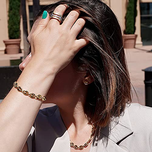 CIUNOFOR 14K Gold Filled Coffee Bean Bracelets for Women, 8.0 inches Link Chain Classic Charm Puff Mariner Bracelet, Coffee Bean Jewelry for Adults3