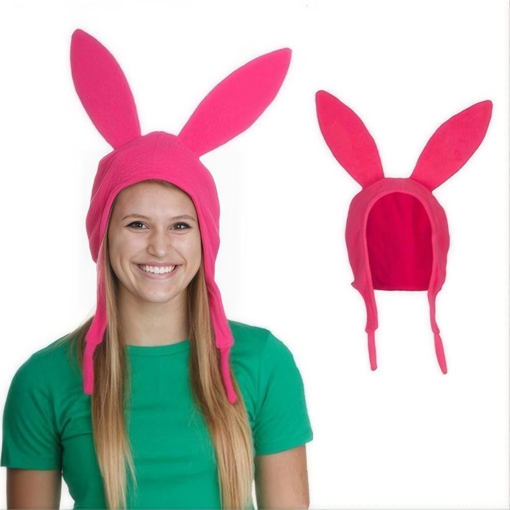 Salalacap Pink Bunny Rabbit Ears Hat 2025 New Updated 100% Stand Up Hat Cosplay Costume Halloween Christmas Fleece Hats