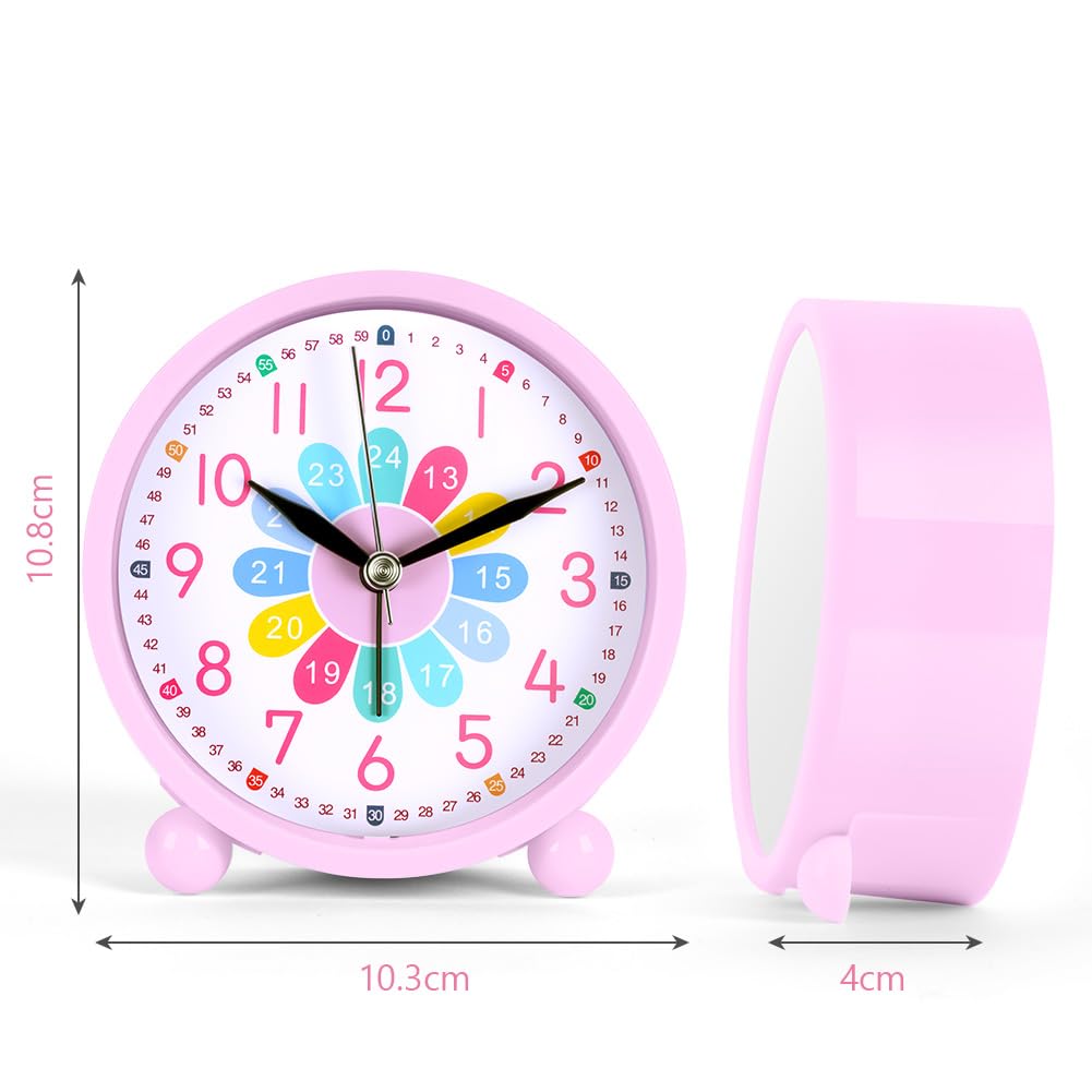 OSDUE Réveil pour enfants, 10,2 cm, silencieux, sans tic-tac, analogique à quartz, cadran facile à lire, apprend l'heure pour garçons et filles