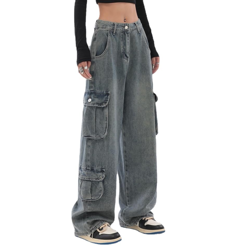 Vintage Baggy Jeans for Women Men Y2K Wide Leg Jeans Grunge Cargo Jeans Pants Harajuku Vintage 90s Streetwear