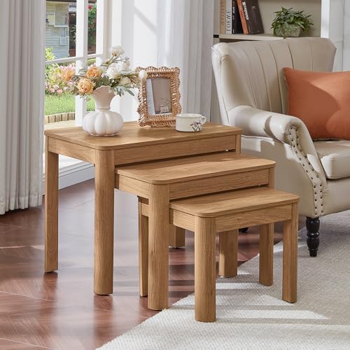 Joaxswe Farmhouse Nesting Tables Set of 3 Brown