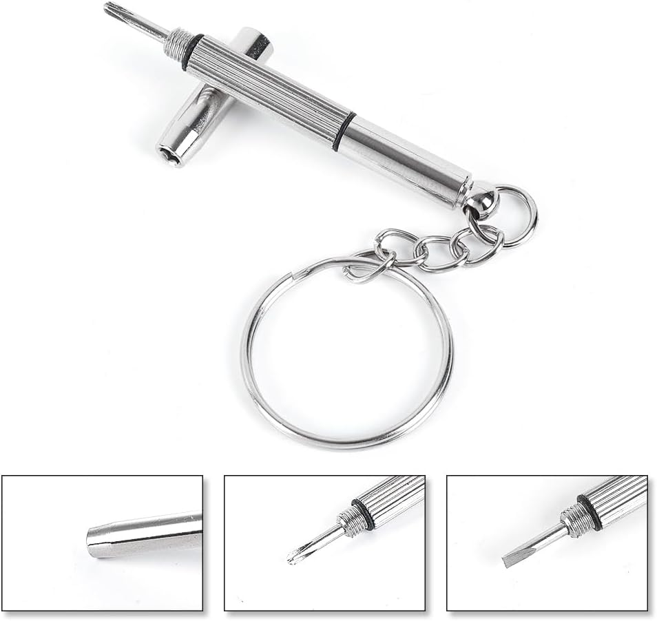 5Pcs Eyeglass Screwdriver Keychain Mini 3 in 1 Flat Phillips Hex Portable Glasses Screw Driver Tool Set Kit for Eyeglasses Frame Fastener Nose Pads Cleaning Repair Watch (6cm)
