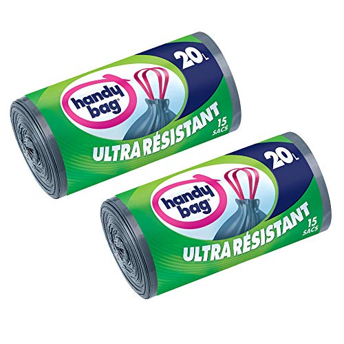 Práctico Bolsa - 3557880353308 - Bolsas de Basura manijas corredera - ultra-resistente - 20 L - 45 x 50 cm - 15 x - Conjunto de 2