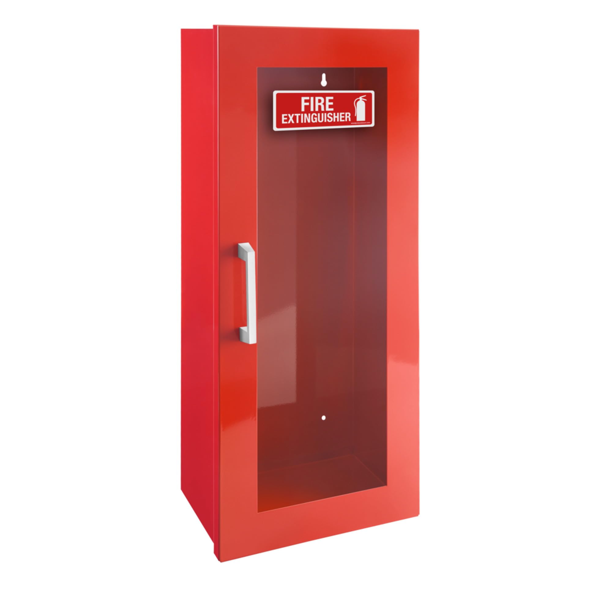 Fire Extinguisher Mount for Wall & Surface - 22 Gauge Steel, USA Made - Fire Extinguisher Cabinet Storage with Metal Handle - Indoor & Outdoor Use - 24.5H x 9.25W x 6.5D - Red