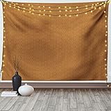 ABAKUHAUS Ethnisch Wandteppich, Gittermuster aus Indonesien Eingeborenes Labyrinth Javanische Kultur, aus Weiches Mikrofaser Stoff Wand Dekoration Für Schlafzimmer, 230 x 140 cm, Blass Karamell