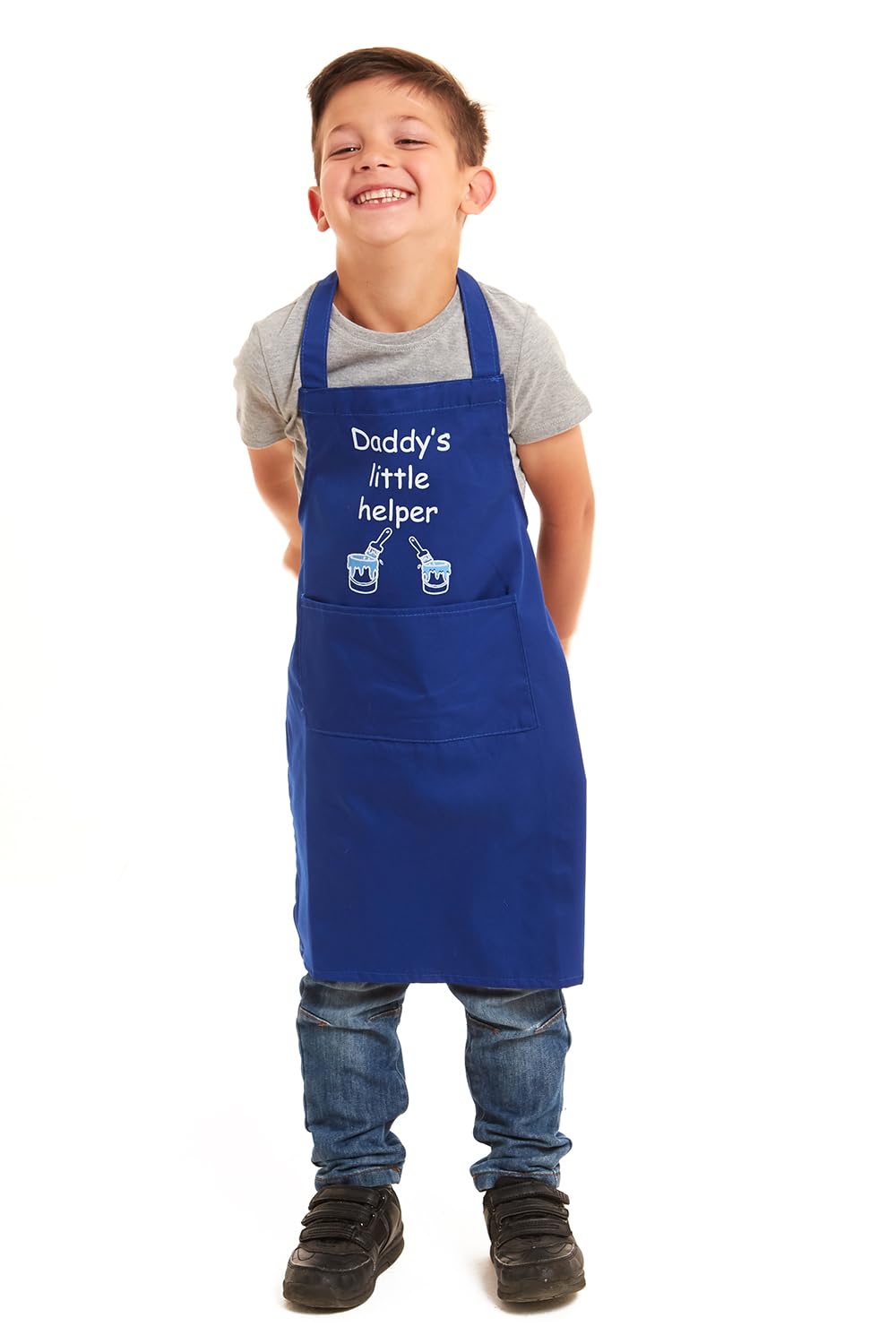 Tesmark Daddy's Little Helper Apron for Kids Ideal for Cooking Baking Painting Pottery Drawing Culinary Kitchen and Craft Activities Perfect for Junior Artists and Chefs (Blue)