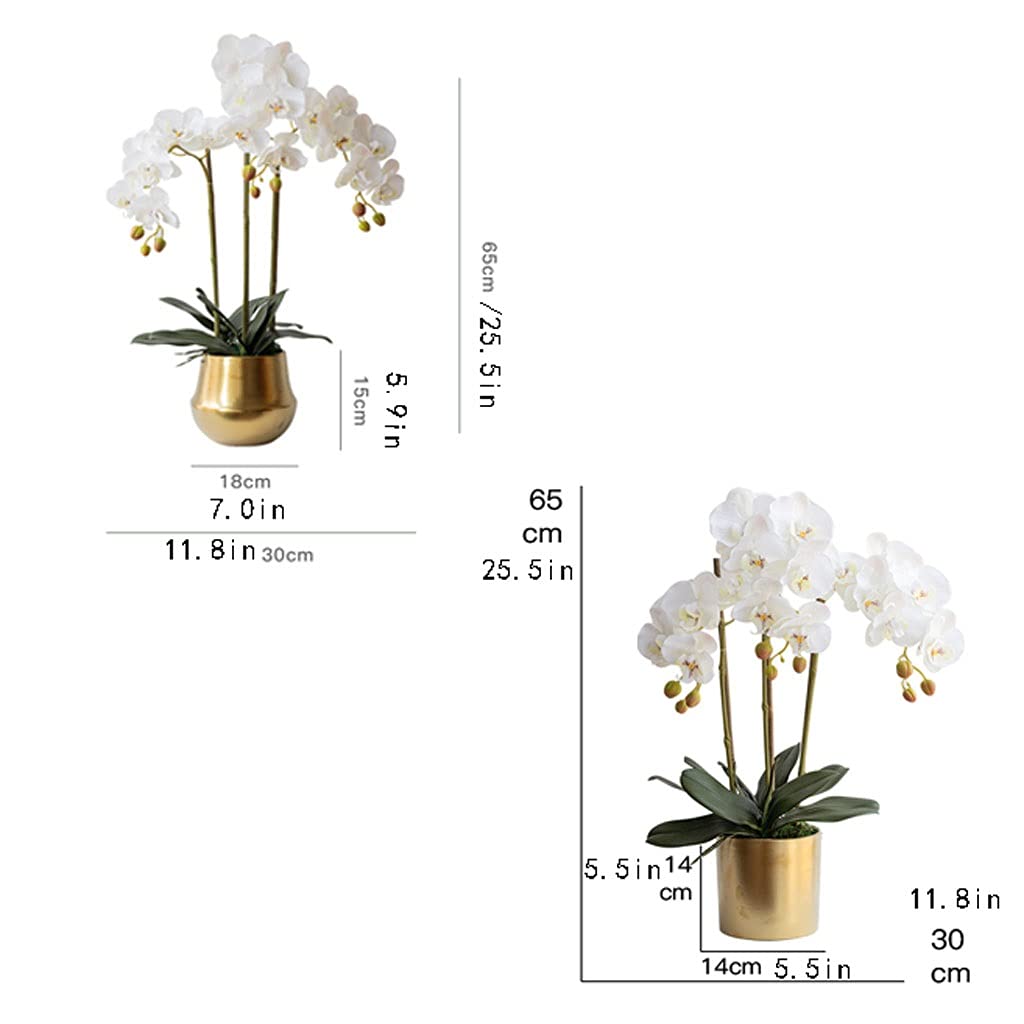 Flores Artificiales Ramo de Phalaenopsis con jarrón, Manualidades de plástico, Ideal para Sala de Estar, Fiestas, Bodas, decoración de ofici