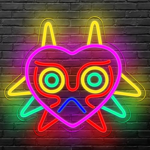 PILOYINDE Zeldaa Neon schild Zeldaa Maske Led schild Zeldaa-Spiel-Neonschild für Spielefans Wanddekoration Schlafzimmerdekoration