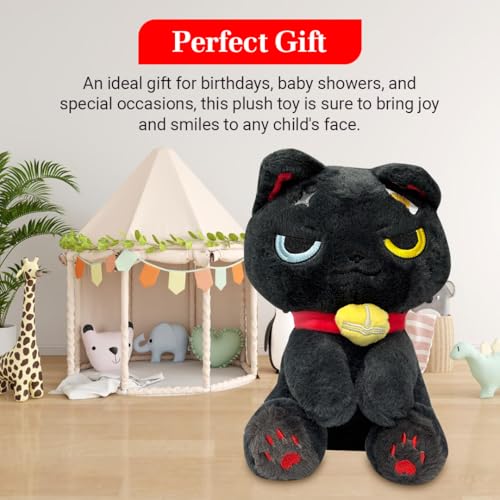 Image of ADORA Hooded Teddy Bear Soft Toy - Kawaii Plushie for Kids, Cute & Huggable Baby Plush Toy, Lovable Gift for Boys & Girls, Ideal for Birthdays & Special Occasions (Cat Black)