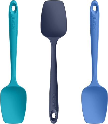 U-Taste Juego de espátulas de silicona para cuchara 480F resistente al calor de grado alimenticio flexible de goma flexible, antiadherente, para
