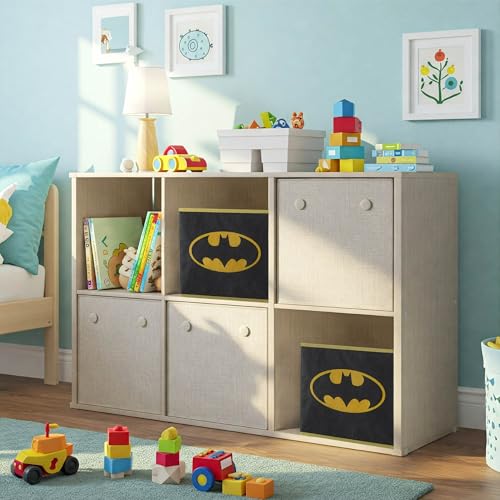 Image of Batman Kids Storage Cubes, 2 Pack Foldable Fabric Bins with Handles, Collapsible Organizer Boxes for Bedroom, Playroom & Nursery, Durable Kids Storage Solution