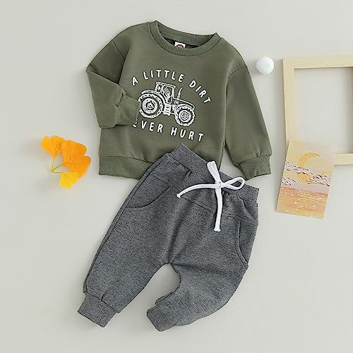 BemeyourBBs Toddler Baby Boy Fall Winter Clothes Funny Letter Long Sleeve Sweatshirt and Pants Set 2 Piece Sweatsuit Outfit2