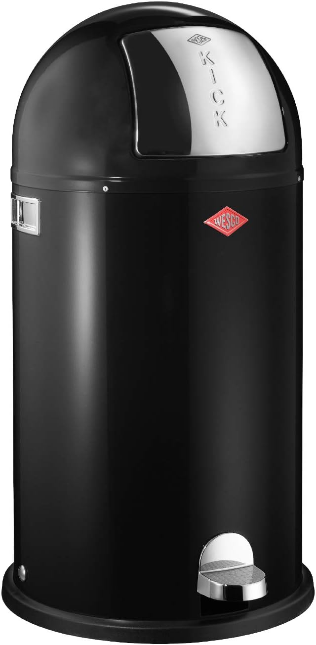 Wesco Kickboy Powder Coated Steel Waste Bin, 40 Litre, Black