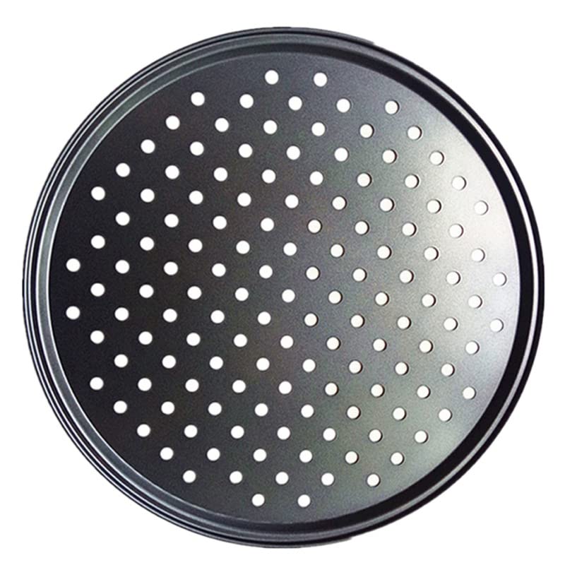 Bandeja de Acero Antiadherente para Pizza, Bandeja de Malla, Redonda, Honda, para Pizza, Molde de Acero para Hornear Pizza (32 cm) (24,5 cm)