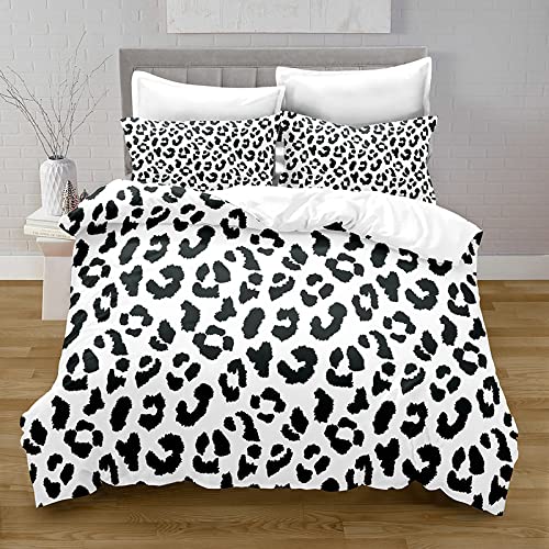 NDXRWDZR Funda Nordica Infantiles Leopardo Negro Edredón Cama 90 para Niñas Niños con Cremallera Microfibra de Suave Transpirable Fundas Nordicas 150x200 cm + 2 Fundas de Almohada 50x80 cm