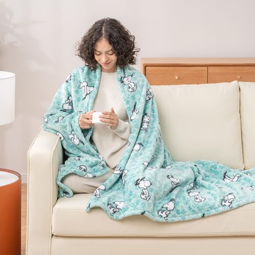 Image of Berkshire Blanket Peanuts VelvetLoft Cute Character Snoopy Plush Throw Blanket,Snoopy Springtime Floral Dance Large Blue,Throw 55 in x 70 in (Official Peanuts Product)