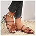 BEAUDRM Women's Flower Sandals Braided Toe Post Flat Sandals Open Toe Cross Strappy Boho Sandals Slide Shoes Brown 8