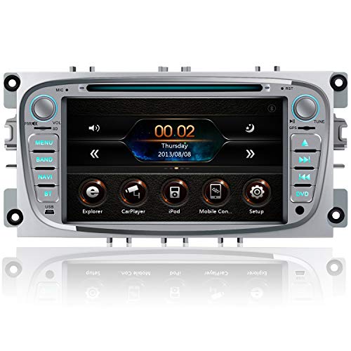 AWESAFE Autoradio pour Ford Focus 7 Pouces écran Tactile stéréo 2 Din autoradio avec CD DVD USB SD Bluetooth 720P vidéo FM AM RDS Wince système Argent