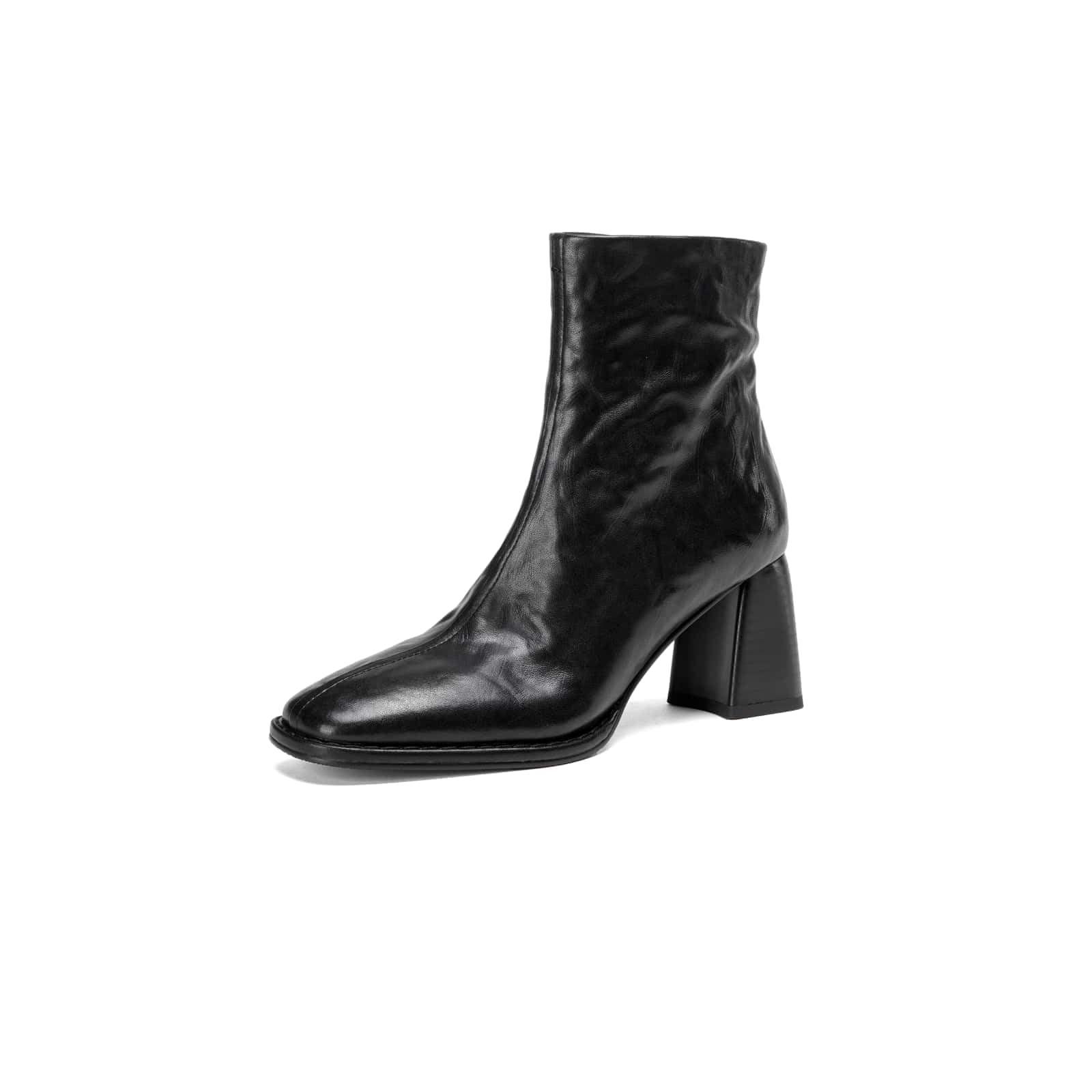 TinaCus Womens Ankle Boots Handmade Genuine Leather Square Toe High Block Heel Office Business