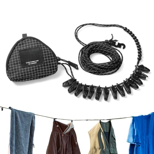 Generico Cordón para ropa portátil, secado resistente a la intemperie y al viento – Secadora de ropa de viaje y casa – Para ropa de senderismo interior exterior casa hotel