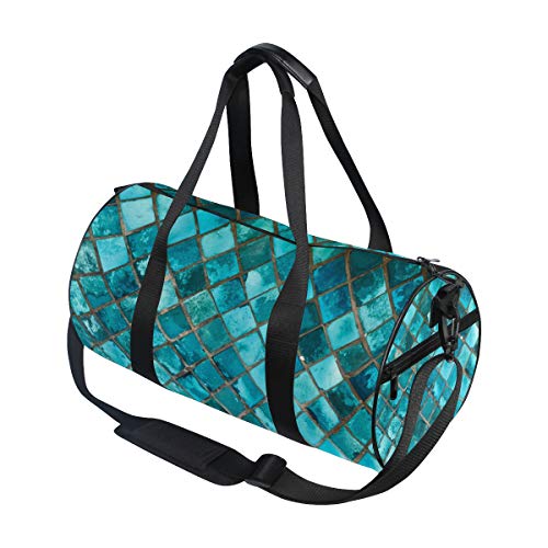 Turquoise Duffel Bag,Canvas Travel Bag for Gym Sports and Overnight