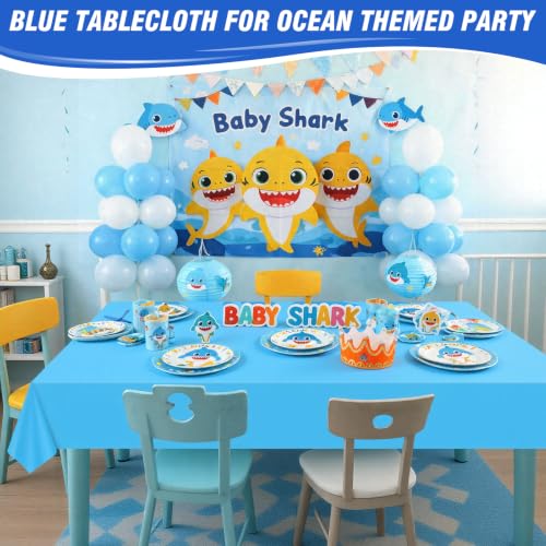 mwellewm 12Pcs Blue Tablecloth Disposable Plastic Table Cloths Disposable by mwellewm - Used condition - Image 3