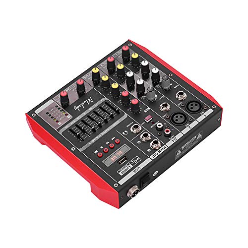 Lepeuxi 4-kanaals D4 draagbare mengpaneel mengpaneel 7-bands equalizer geïntegreerd 48 V fantoomvoeding ondersteunt MP3… - Image 5