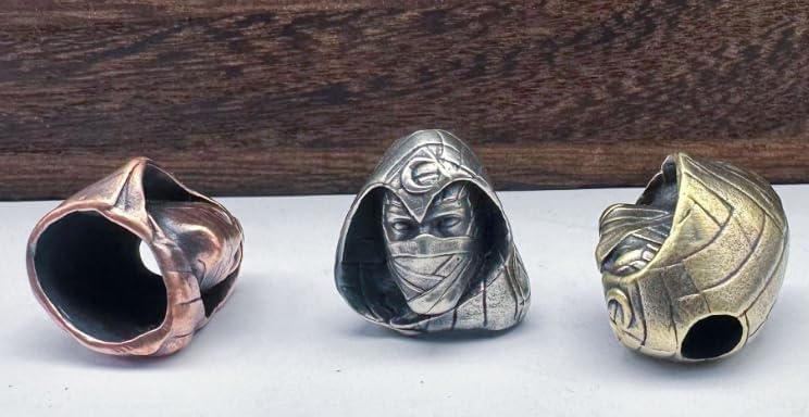 Miniatura 6 de StarWay 2 unids Masked Knight Head EDC Out Latón Cuchillo Cuentas Paraguas Cuerda Cuerda al aire libre Cuchillo Colgante Paracord Lanyard Bead,