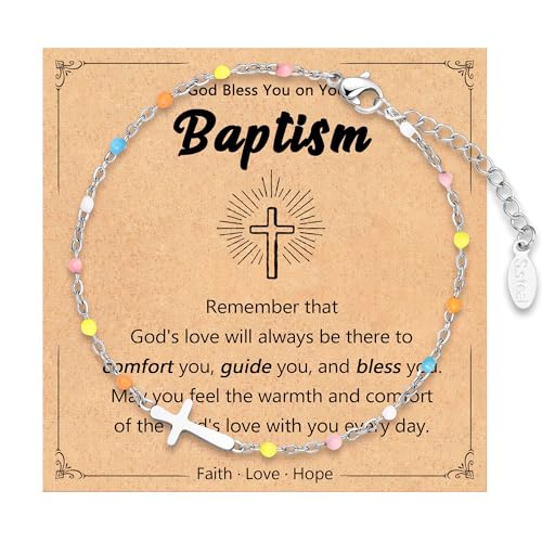 Cross Bracelet for Girls, Easter Basket Stuffers for Teens Girls Baptism Confirmation First Communion Christian Easter Jewelry Gifts