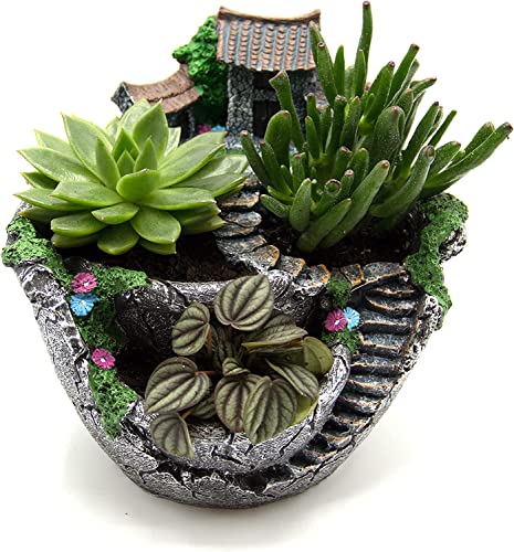 Toolzia Mini pot de fleurs en résine pour plantes grasses - Décoration de maison ou de bureau - Argenté Cover