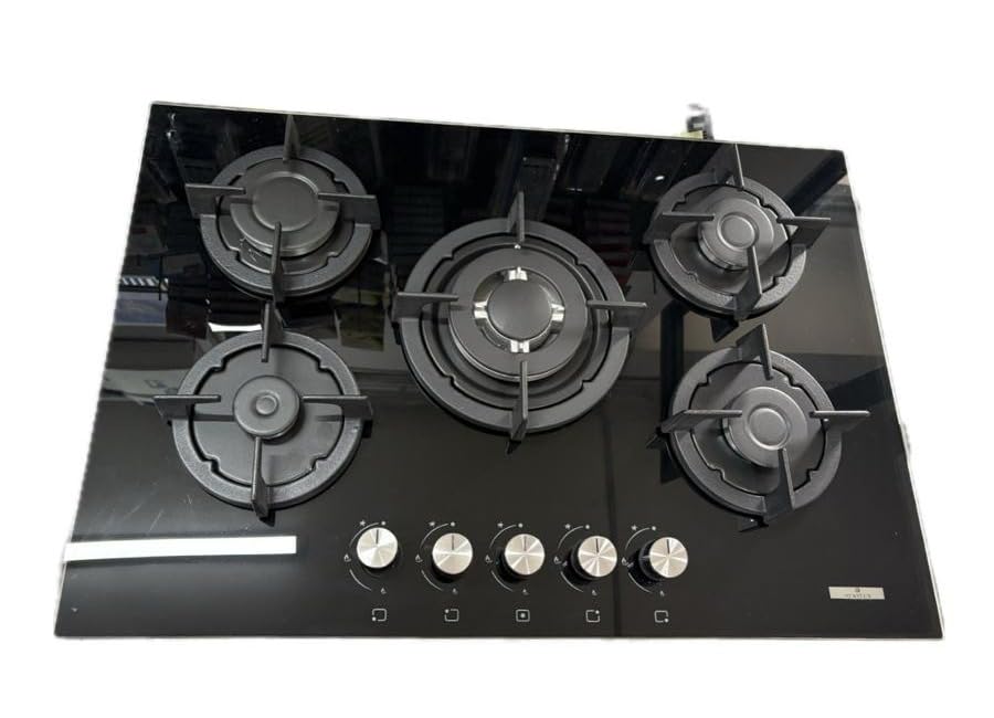 Arebos Piano cottura a gas 70 cm 5 fuochi | Vetro temperato | Da incasso con supporti in ghisa | Compatibile con gas naturale e GPL | Dispositivo di sicurezza integrato Arebos Piano cottura a gas 70 cm 5 fuochi | Vetro temperato | Da incasso con supporti in ghisa | Compatibile con gas naturale e GPL | Dispositivo di sicurezza integrato