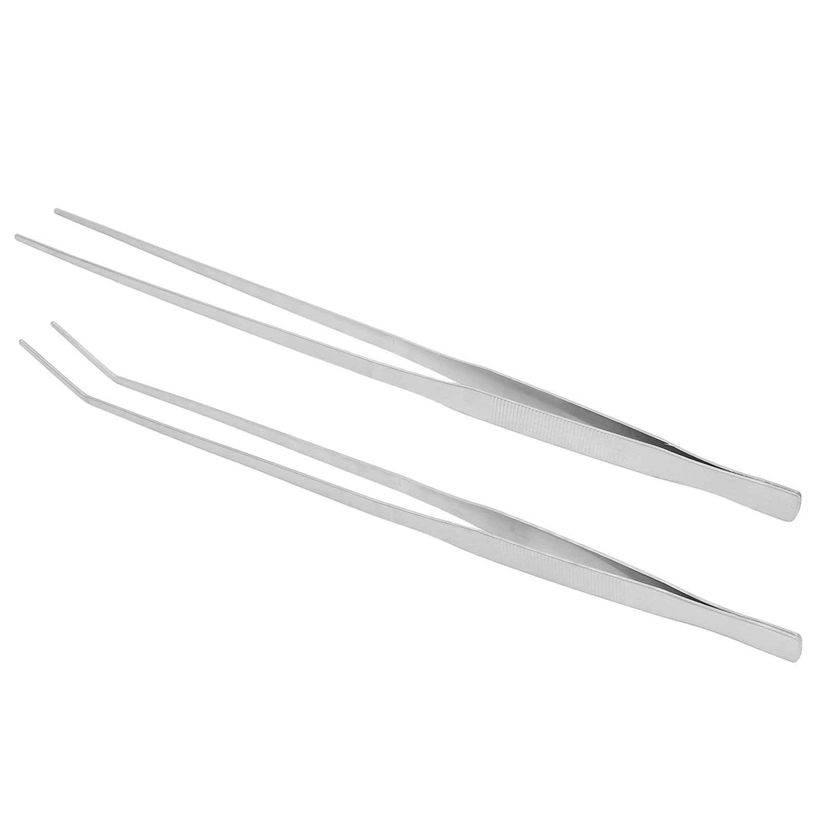 POPETPOP 48Cm Aquarium Set Stainless Steel Straight and Curved Aquatic Plant Tongs for Fish Tank Maintenance and Plant Trimming