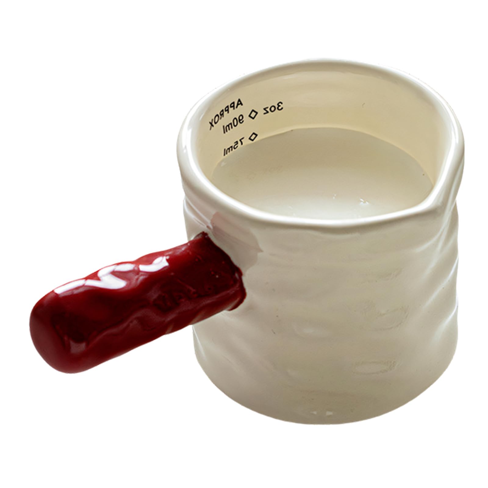Kalttoy Sturdy Porcelain Milk Measure Cup with Ergonomic Handle Kitchen Milk Dispenser for Comfortable Use in Coffee Brewing Measuring Cup