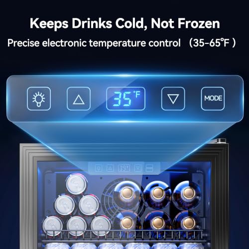 Tehanld Beverage Fridge, 130 Can Mini Fridge With Glass Door, Beverage Cooler Refrigerator, Wine Drink Beer Cooler, Adjustable Shelves & Digital Temperature Display