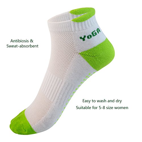 4 Pair Silicone Dot Cotton Non Slip Skid Yoga Pilates Socks with Grips