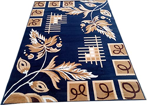 Image of Fine Wool Rectangular Carpet for Living Room, Bedroom and Hall (Color BLUE /4S Size 6 x 8 feet)