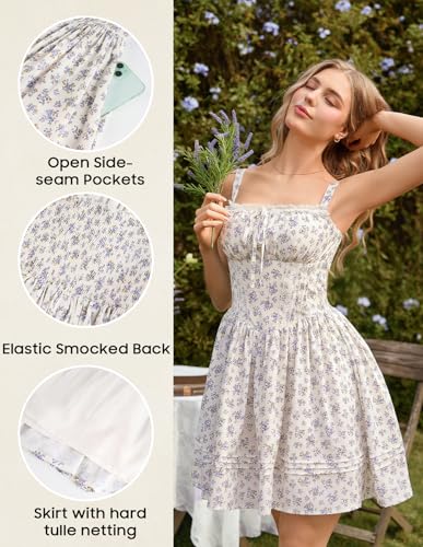 Summer Mini Dresses for Women 2026 Floral Corset Sundress Purple Floral S — view 4