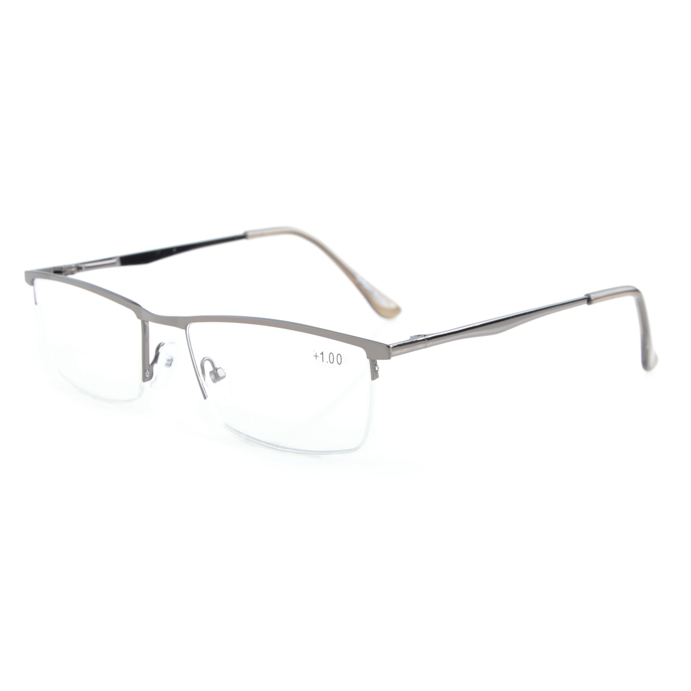Eyekepper Qualität Halbrand Metall Lesebrille Federscharnier Lesehilfe in Blaugrau+3.50