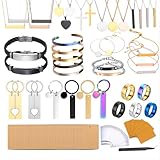 Mroy mio 104 PCS DIY Laser Engraving Kit, 13 Types Stainless Steel Blank Jewelry Making Set for Personalized Gifts, Heart Necklace, Ring, Bracelet for Couples, Friends, Beginners