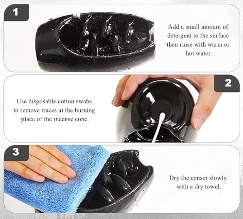 Image of Betala Fragrance Black Ceramic Fountain Smoke Waterfall Backflow Burner + 2 Pack Dhoop Cone, Chandan, Rose (50 Pcs) (Burner + 2 Incense Cone)