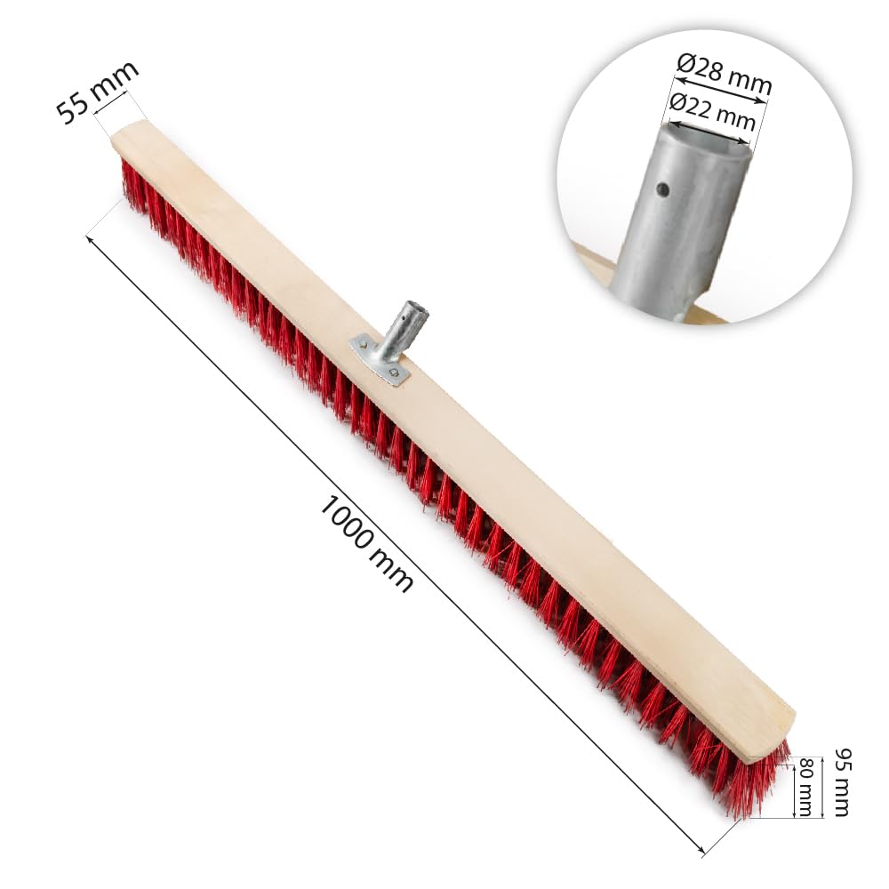 2 scope da strada, 100 cm, con manico da 150 cm, in legno, per esterni, scopa industriale, robusta con setole stabili, per cortile, giardino e marciapiedi (100 cm + manico 150 cm)