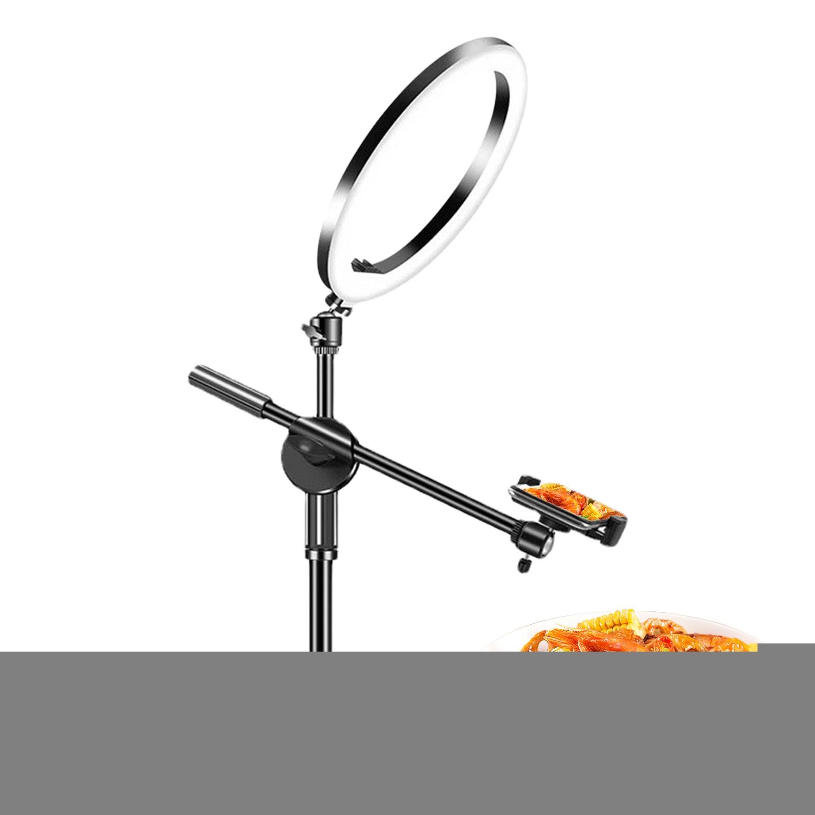 Supporto per fotocamera sopra la testa, luce ad anello per selfie con
