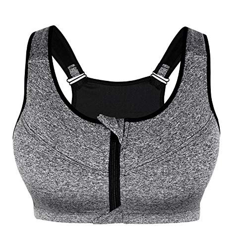 AIRMOOD Femmes Zipper Sport Bras Gilet sous antichocs Respirant Gym Fitness Athletic Yoga Course Tops Sport,Gris,S Cover