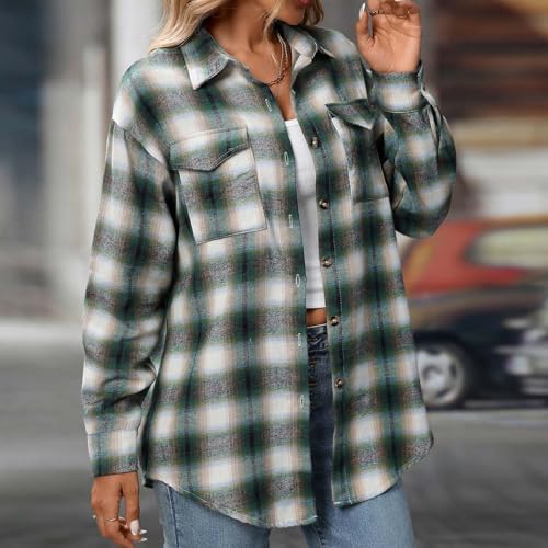 Women Turtle Neck Jacket Shacket Outfits for Women Long Sleeve Plaid Winter Fall Jacket 2025 Regular Fit Y2K3