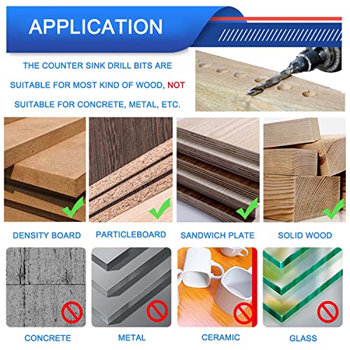 Countersink Drill Bits Set - 1/4 Inch Hex Shank Tapered Drill Bits, Quick Change Wood Woodworking Counter Sinker Drill Bit With Hex Wrench Screw Pilot Hole Drilling Tools For Wood Plastic,4Pcs #TOP6