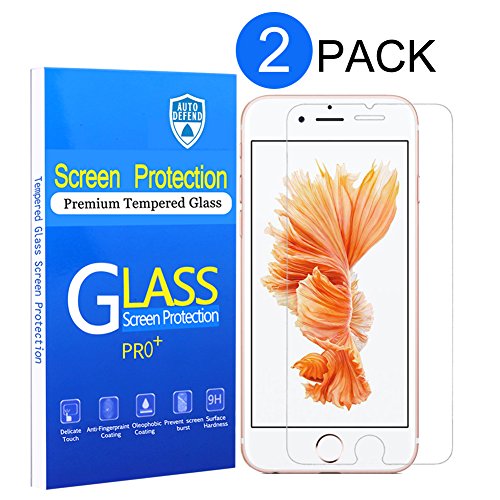 [2 Pack] iPhone 6s Plus Screen Protector, Auto Defend [9H Hardness] [Bubble Free] Tempered Shatterproof Ultra Thin Glass High Definition Screen Protector Only for iPhone 6S/6 Plus 5.5